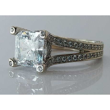 14K White Gold Custom Ring with Accent Diamonds - Size 7