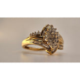 14K Gold Diamond Cluster Cocktail Ring, Size 7, 3.1g