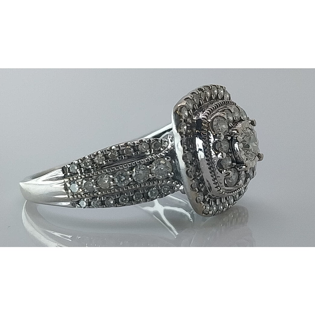 Estate 10K White Gold Round Brilliant Cut Diamonds Cluster Ring 4.7 Carat TW