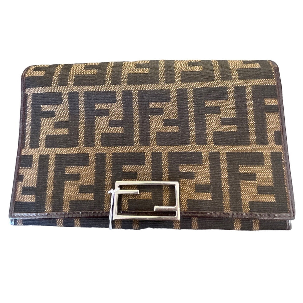 FENDI 3-fold wallet KHAKI Canvas Leather Zucca Vintage - Pre-Owned