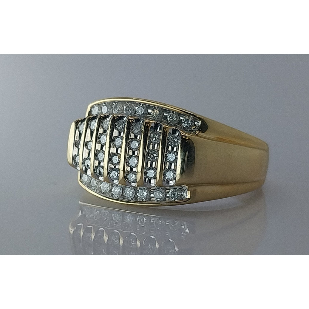 10K Yellow Gold Men’s Diamond Ring, Size 10.75