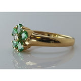 Clover Ring Set in 14k Gold, with diamond in the center, 2.6g size 6.5