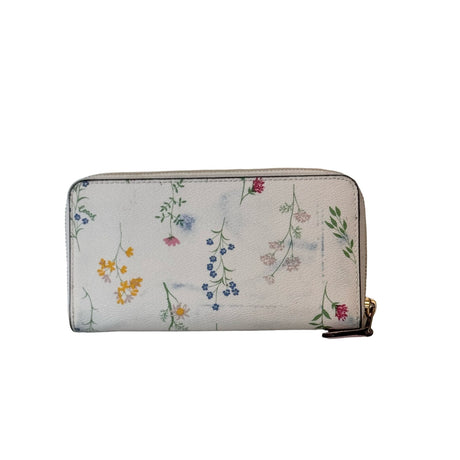 Coach Accordian Zip Wallet W/Spaced Wildflower Print- Pre-Owned - Authenticated