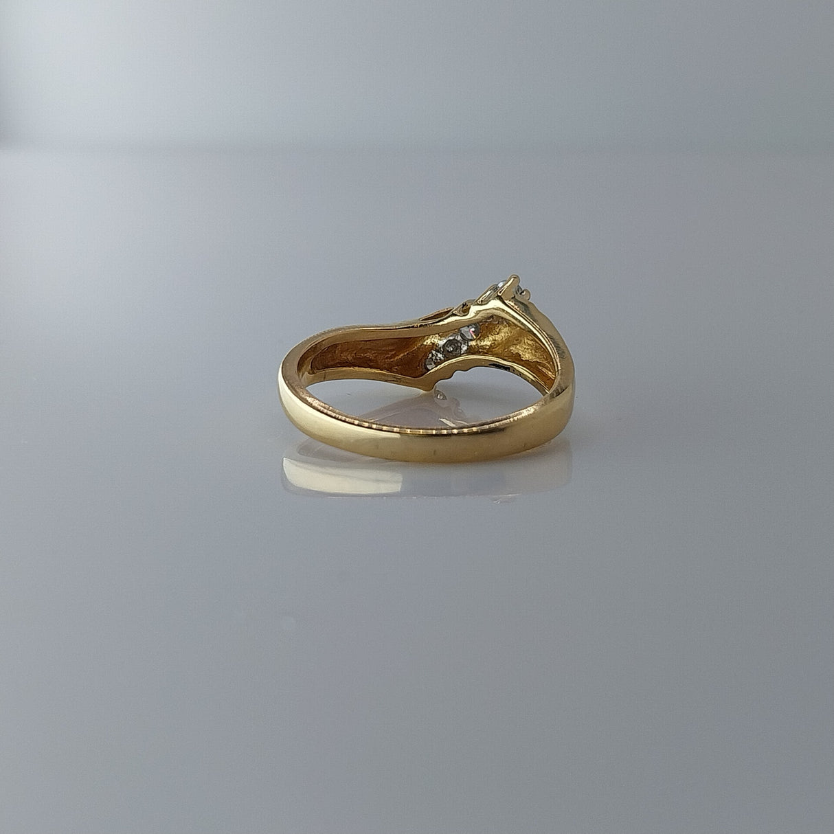 Vintage 14K Yellow Gold and Diamond Waterfall Cocktail Ring Size 6.5