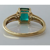 10K Yellow Gold Ring with Dazzling Diamonds & Lab-Created Emerald, Size 8.5