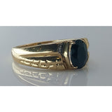 10K Yellow Gold Men's Ring with Black Onyx and Diamond Accents, Size 10