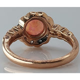 10K Rose Gold Opal and Diamond Floral Halo Ring, Size 6.5