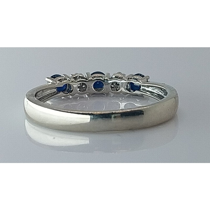 10K White Gold Sapphire/Diamond Band 1.4g size 7