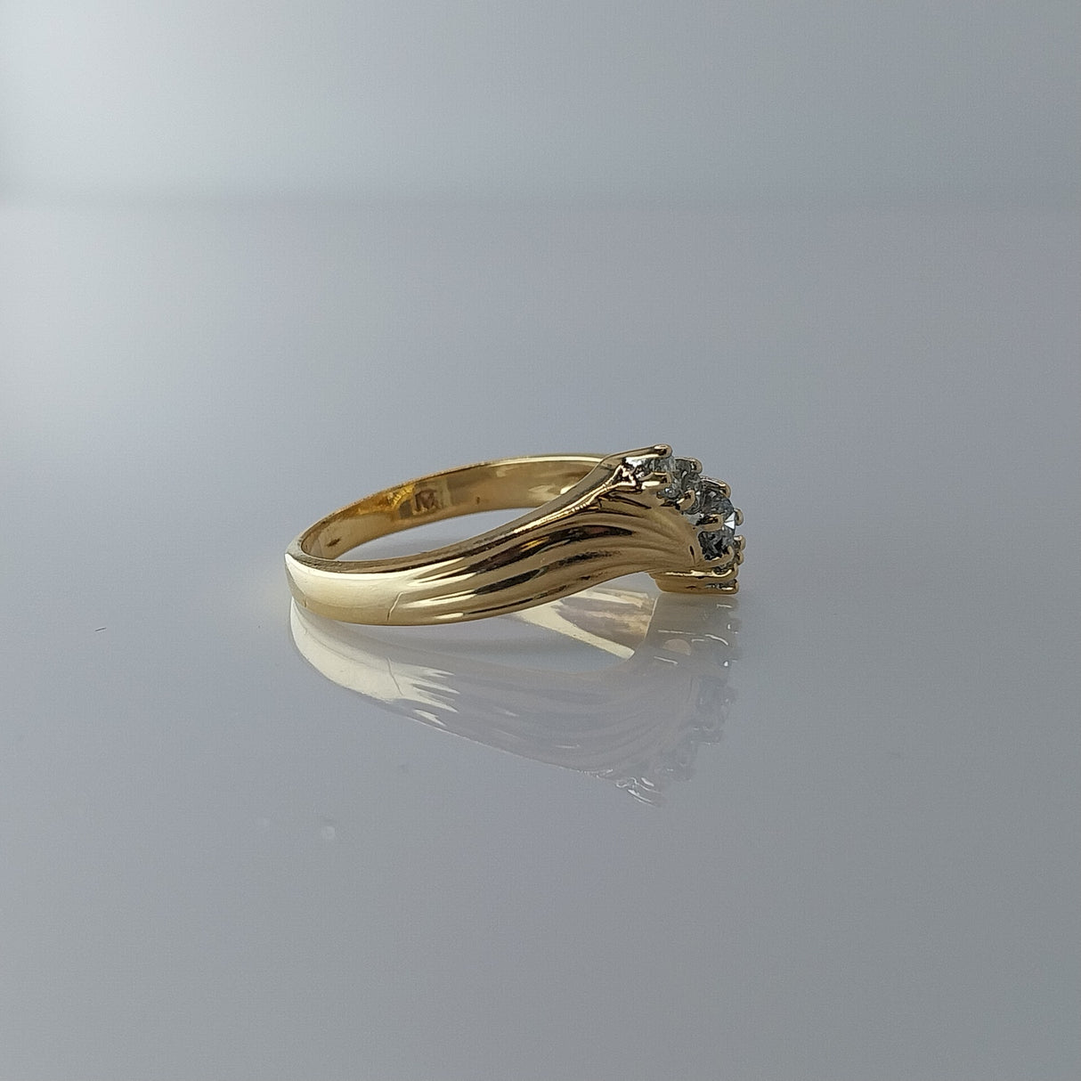 Vintage 14K Yellow Gold and Diamond Waterfall Cocktail Ring Size 6.5