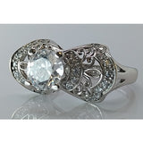 Ladies Mid-Century 14k White Gold Ring, CZ, Size 6, 4.2G