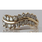 14K YG Curved Diamond Ring, Size: 7, 4.1g