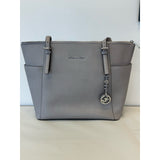 Michael Kors Gently Used Blue/Grey Saffiano Leather Bag With Silver Hardware