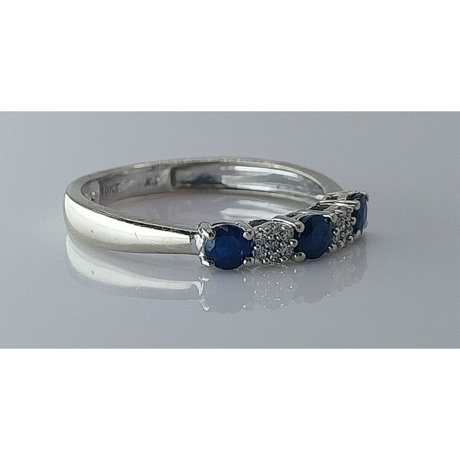 10K White Gold Sapphire/Diamond Band 1.4g size 7