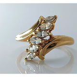 10K Yellow Gold 6 Marquise CZ Ring - 2.3g, Size 7