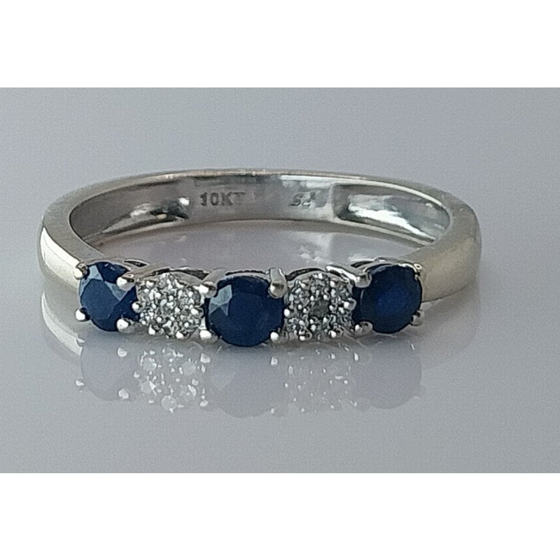 10K White Gold Sapphire/Diamond Band 1.4g size 7